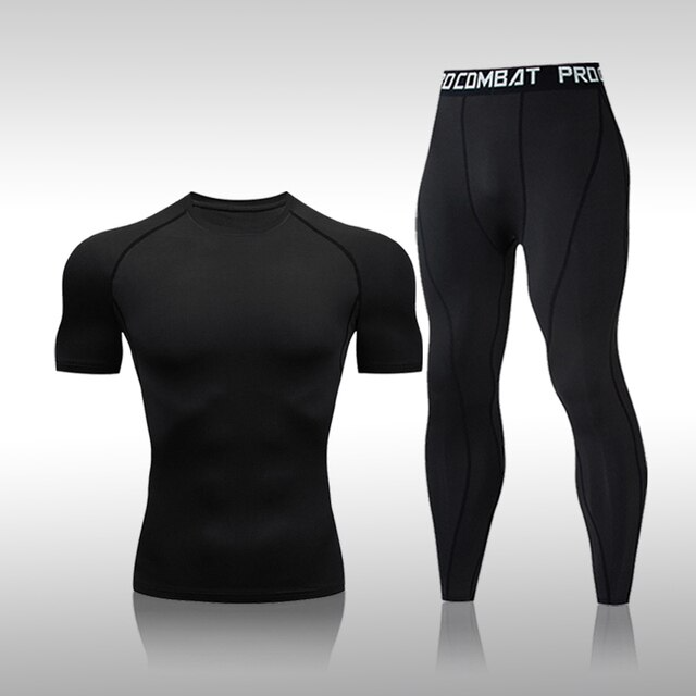 Men's Compression Long Sleeve Tops & Pants Sets Quick Dry Base Layer  Activewear Black S at  Men's Clothing store