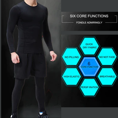 Men's Compression 3D Print Galaxy Thermal Quick Dry Underwear Full Set