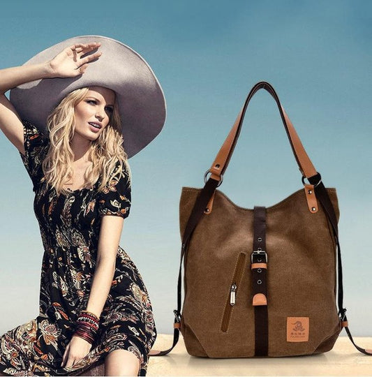 Ladies Multi-Handbag Canvas Shoulder Tote Bag Backpack Rucksack Women Designer