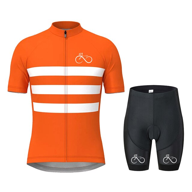 Stripe Pattern Sportswear Cycling Jersey Set (Short Sleeve x Bib Shorts)
