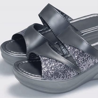 New Summer Glitter PU Wedge Platform Comfortable Sandals For Women