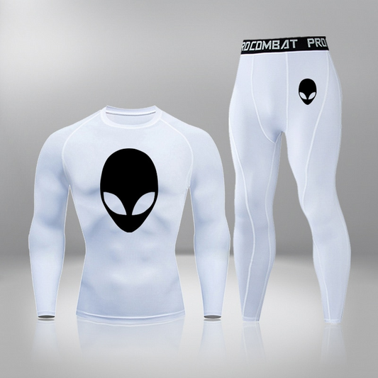 Men's Compression Alien Thermal Quick Dry Underwear White Color Full Set