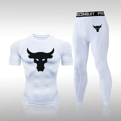 Men's Compression Buffalo Muscle-fit Quick Dry Short Sleeve x Long Pants