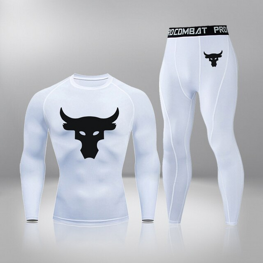 Men's Compression Buffalo Thermal Quick Dry Underwear White Color Full Set