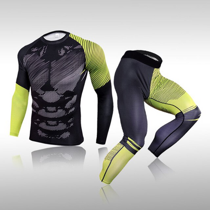 Men's Compression 3D Print Thrill Thermal Quick Dry Underwear Full Set