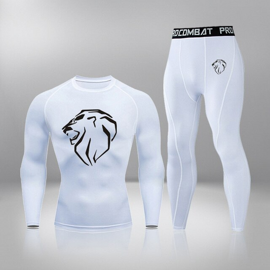 Men's Compression Lion Thermal Quick Dry Underwear White Color Full Set