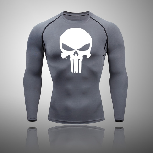 Men's Compression Skull Thermal Quick Dry Underwear T-Shirt