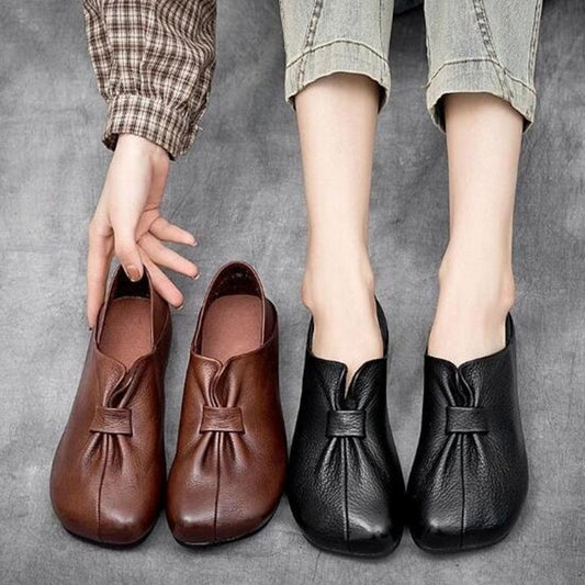 Women Butterfly Knot Soft Slip-on Leather Shoes