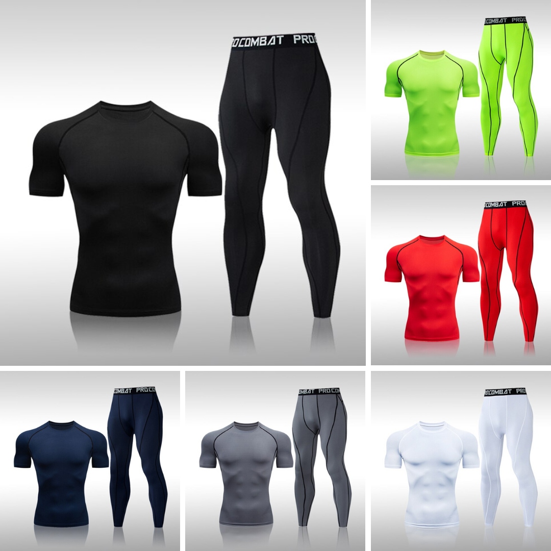 Men's Compression Basic Muscle-fit Quick Dry Short Sleeve x Long Pants