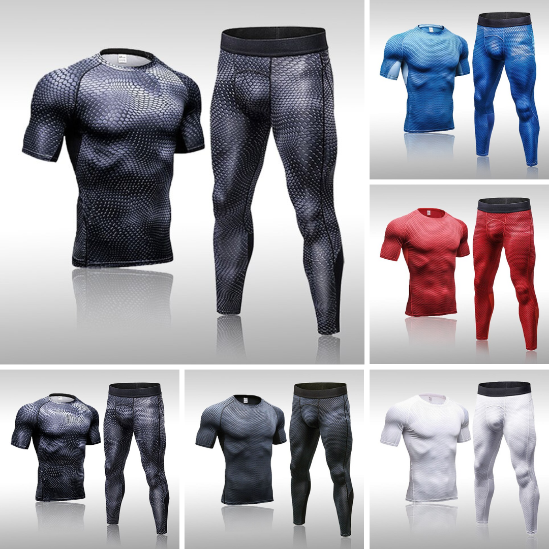 Men's Compression Basic Muscle-fit Quick Dry Short Sleeve x Long Pants –  Fasany™