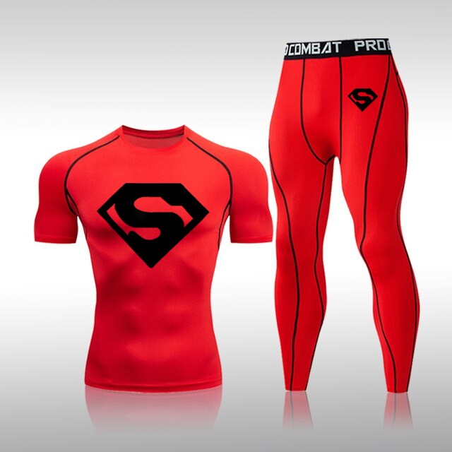 Men's Compression Super Hero Muscle-fit Quick Dry Short Sleeve x Long Pants