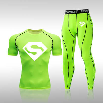 Men's Compression Super Hero Muscle-fit Quick Dry Short Sleeve x Long Pants