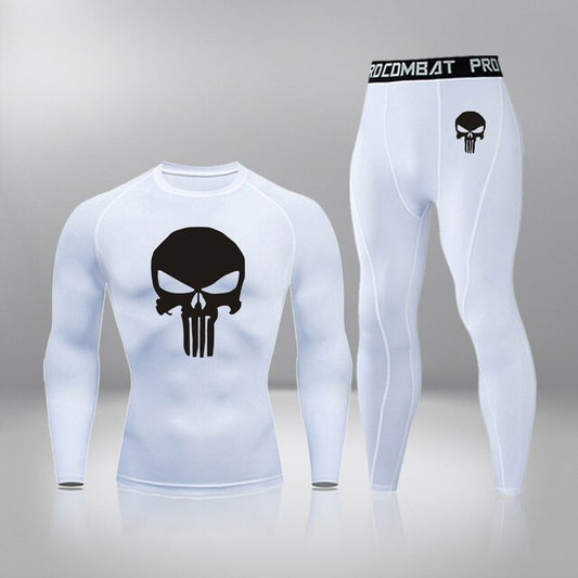 Men's Compression Tactical Spider Thermal Quick Dry Underwear White Color Full Set