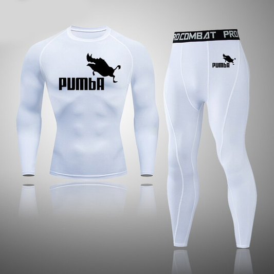 Men's Compression PB Thermal Quick Dry Underwear White Color Full Set