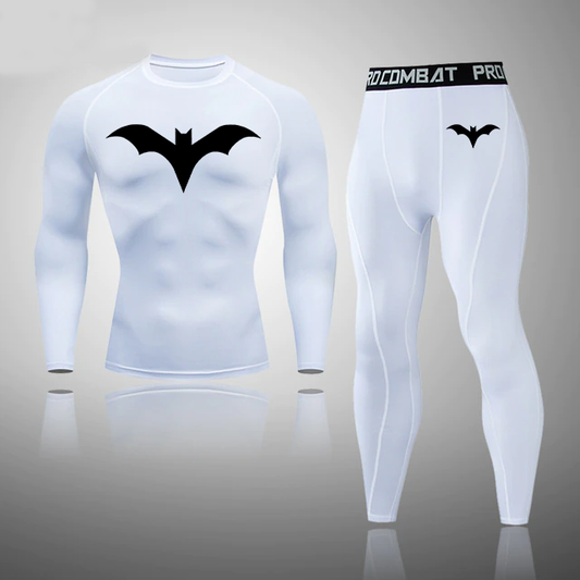 Men's Compression Bat Thermal Quick Dry Underwear White Color Full Set