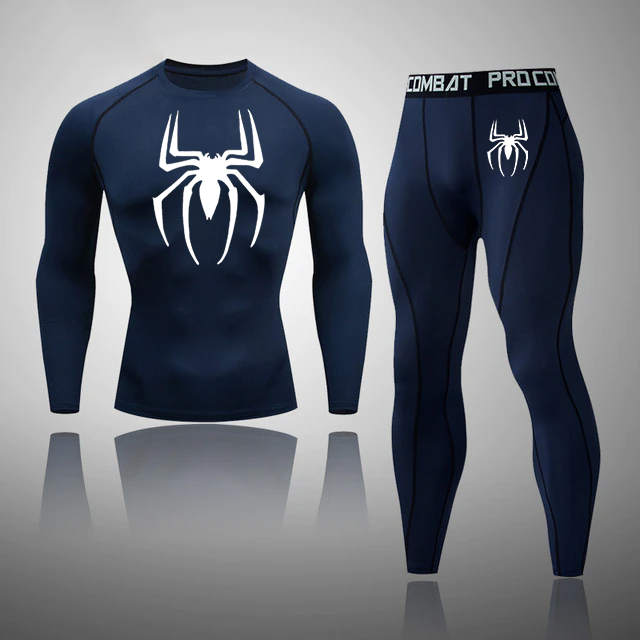 Men's Compression Spider Skull Thermal Quick Dry Underwear Full Set